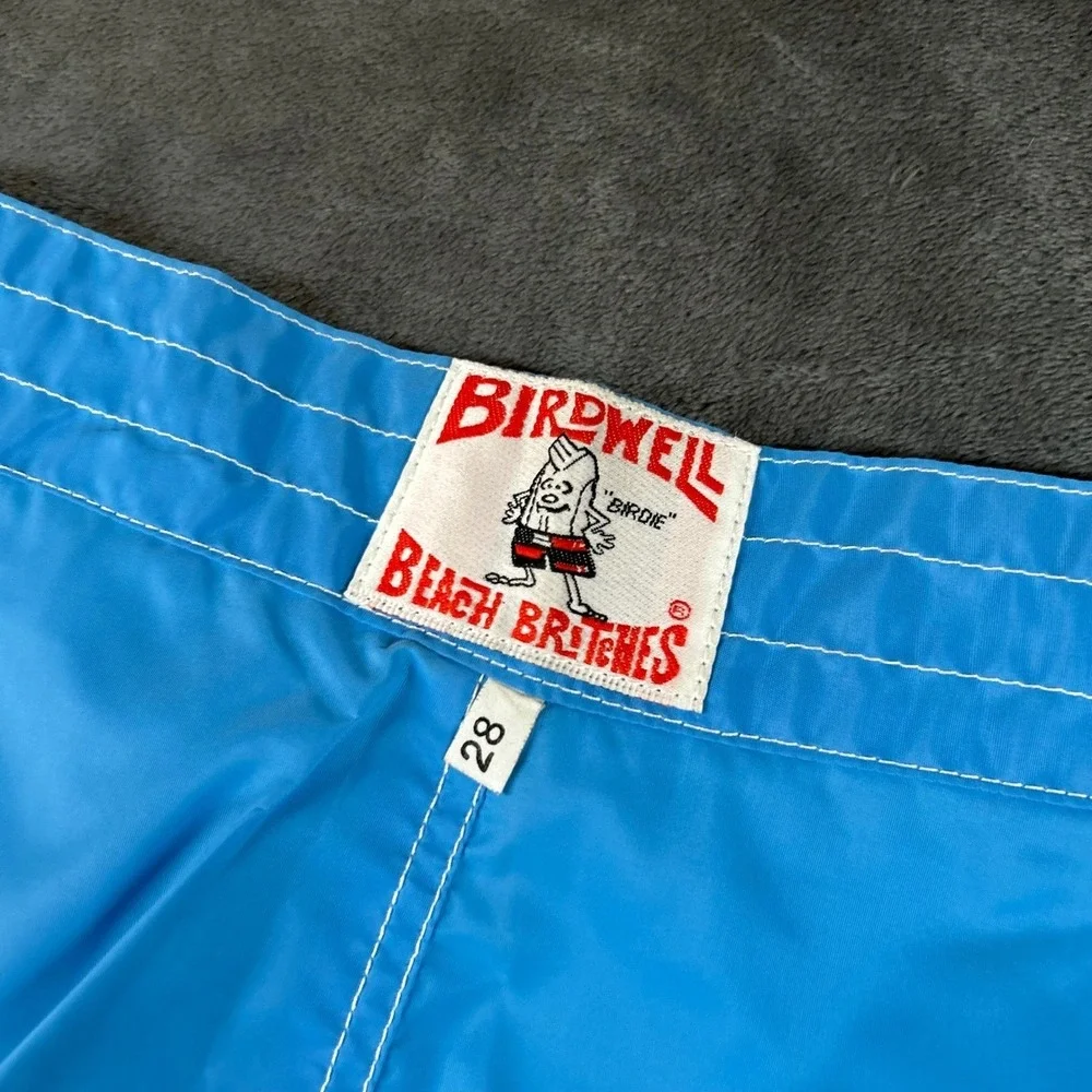 Birdwell Beach Britches Birdie Board Shorts Mens 28 Blue Striped Nylon Vintage